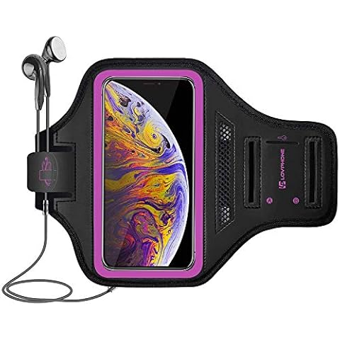 LOVPHONE Armband for iPhone Xs Max, Waterproof Sport Outdoor Gym Running Key Holder Card Slot Phone Case Bag Armband (Pink) Cover