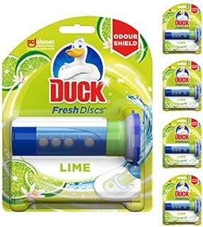 Duck Fresh Disc Toilet Cleaner Starter Pack, Toilet Bowl Sanitiser & Descaler, Lime, 36 ml, Pack of 5