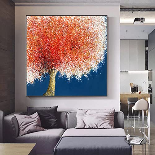 Peinture à l'huile faite main texture 3D tableau de luxe bleu - 3