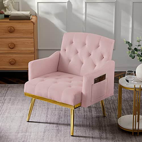 Sillón Plegable Terciopelo Rosa miniatura 3