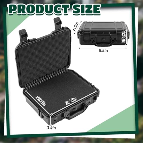 Image of Relaxweex 1 Pcs Waterproof Hard Case with DIY Customizable Foam Insert Portable Protective Case with Knife for Camera Drones Equipments Tools Test Instruments(Black,8.5 x 6.5 x 3.7 Inch)