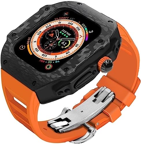 Bracelet de montre en caoutchouc fluor et boîtier sport Apple Watch 45mm