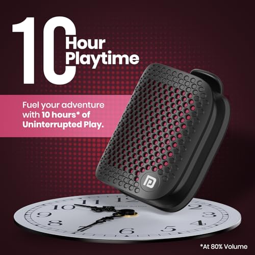 Portronics Talk Five 3W Wearable Bluetooth Speaker with Mic, Spring Clip-On, Upto 10Hours Playtime, IPX5 Water/Dust Resistant, Bluetooth 5.3v, Big Buttons, Portable Speaker with Microphone (Black) 2 51m7gzFnqKL