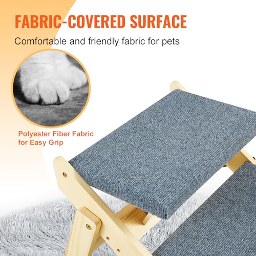 VEVOR Holz-Haustiertreppe/Haustierstufen, 2-in-1 faltbare Hundetreppe aus Holz für Betten, Sofas und Autos, Hundetreppe und Rampe mit 2 Stufen für kleine, mittelgroße und große Haustiere, bis zu 50 kg