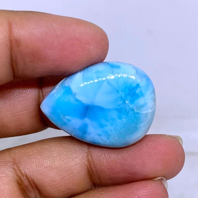 Cabochon larimar naturel poire 29x22mm pour création de bijoux DIY