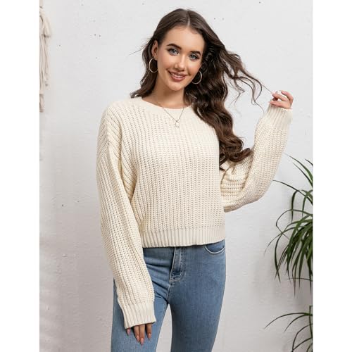 Autumn/Winter Women's Pullover Loose Lantern Sleeve Knitted Round Neck Knitted Sweater3