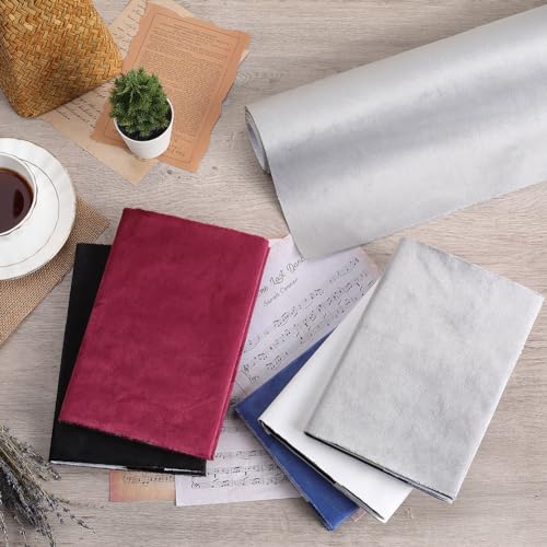 CRASPIRE 200 x 42cm Velvet Book Cloth for Book Binding Gray Fabric Surface Paper Backed Bookcover Notebook Wraps Book Covering Protector Bookbinding Supplies for Books Album DIY Scrapbooking Supplies - Image 4