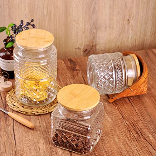 Whjy Glass Storage Container With Lid, Airtight Glass Jars, Farmhouse Tea Canister, Dog Treat Jar For Pet, Glass Candy Cookies Coffee Canister Jar Bath Salt Container - Round 47 Oz #TOP5
