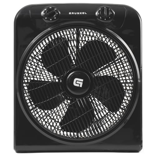 Grunkel - Ventilador de suelo potente y ligero - BOXFANNG - Circulador de aire con temporizador de 60 minutos y 3 velocidades. Aspas 30cm de diámetro, función oscilación. - 50W (Negro)