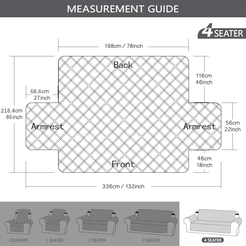 Teynewer Sofa Covers 100% Waterproof 4 Seater Sofa Slipcovers Reversible Washable Furniture Protector - Image 2