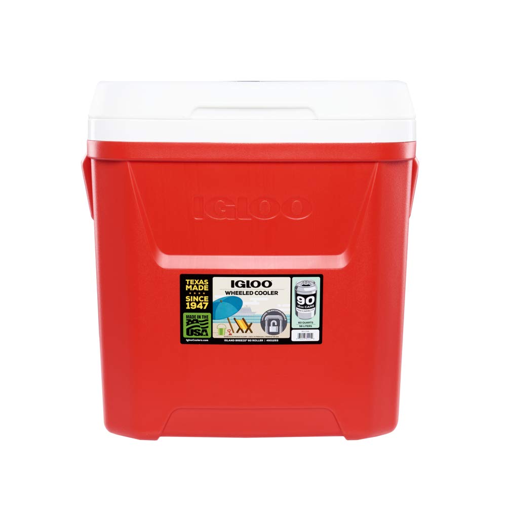 Igloo Laguna 60 Roller Nevera, Outdoor, Rojo, 56 litros, Nevera Playa Grande 60 Nevera Portátil Nevera Titan con Ruedas Acampada Camping Outdoor Aire Libre Carro Playa Ruedas Grandes