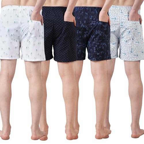 Image of Urban Scottish Ultra-Comfortable Men's Boxer Pants (Pack of 4), 100% Cotton with Stylish Print, Soft & Stretchy Elastic Waist Band, Dynamic Movement & Hardwearing Stitching,Breathable Gentle Snug Fit