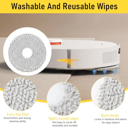 Image of HASTHIP Drea*me Vacuum Cleaner Accessories for Drea*me L10s Ultra /L10 Ultra Robot Vacuum Cleaners Replacement Accessories with 4 Side Brushes, Activated Carbon Filtration Net, Mops, Dust Bags