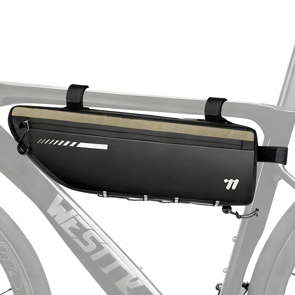 ZIMAOER Oberrohr Fahrradtasche - 2,6L Rahmen Fahrradtasche mit Wasserdichtem Reißverschluss, Top Tube Bike Bag, Robuste Fahrradzubehörtasche für MTB Rennrad Gravelbike