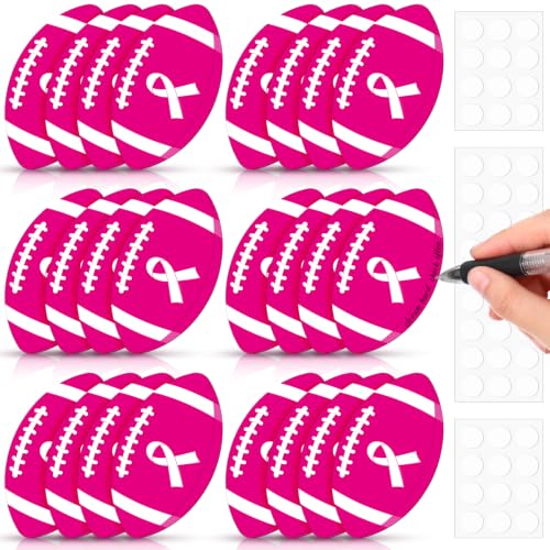 Image of Taobary 24 Pcs Breast Cancer Awareness Cutouts Pink Football Decorations