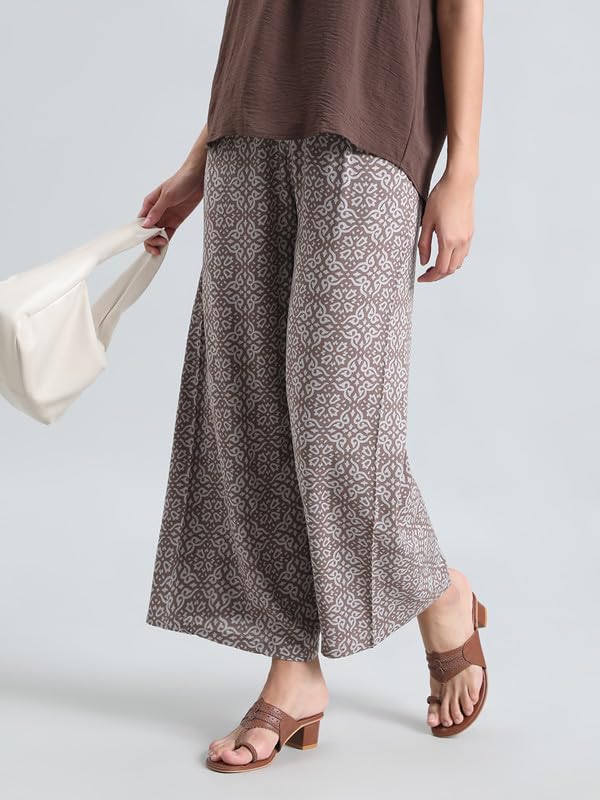 Image of GO COLORS Soft Viscose Printed Palazzo Full Length for Women| Breathable, Mid Rise