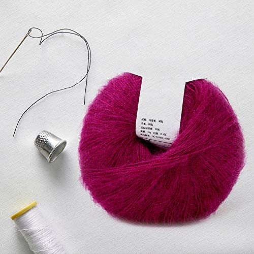 26G/Roll Soft Angora Mohair Yarn Wool Knitting Yarn For Clothes Scarves Sweater Shawl Hats And Craft Projects Include A Crochet(Dark Red) #TOP1