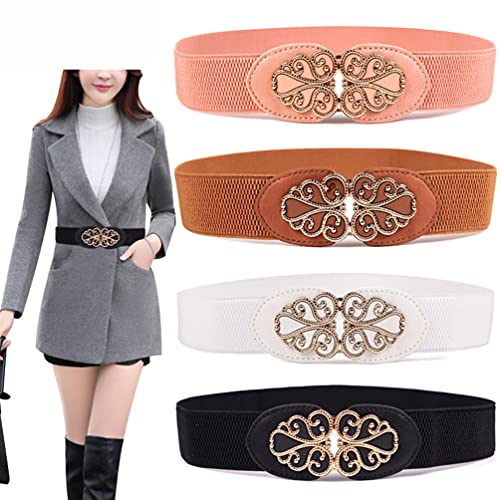 Ladies Fashion Vintage Buckle Elastic Wide Belt Casual Stretch Waist Belt for Dress3