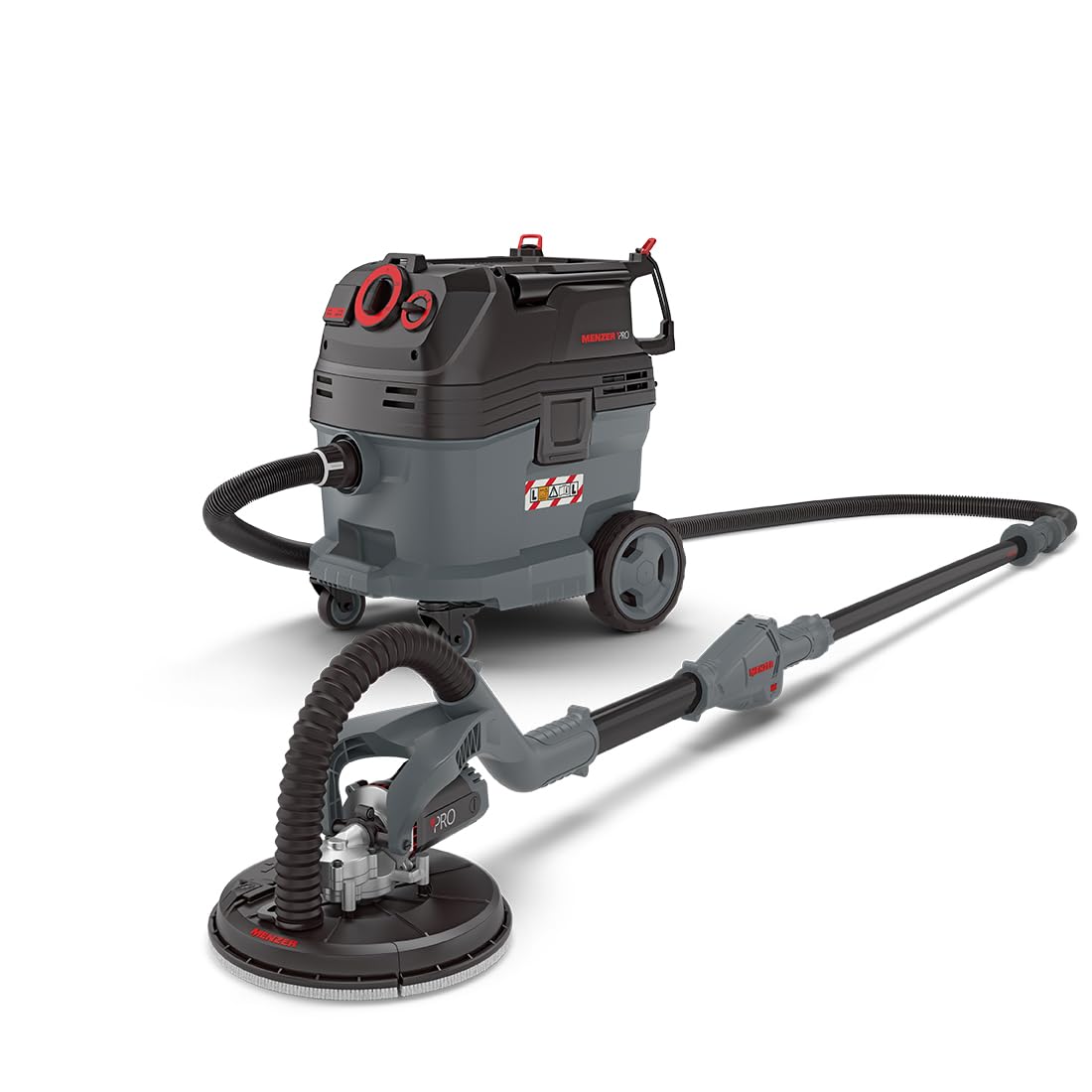 MENZER Dustfree Système de Ponçage LHS 225 PRO VARIO + VCL 530 PRO | Antistatic, pour la Construction à sec, Ponceuse Girafe, Aspirateur Industriel Eau et Poussière