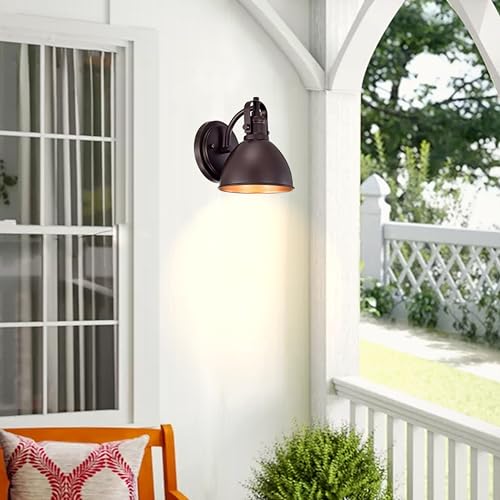 Image of 2 Pack Oil Rubbed Bronze Barn Light, Farmhouse Gooseneck Light Fixtures Indoor, Outdoor 7.5 Inch Vintage Light Fixtures for Wall, Vanity, Bedroom, Garage, Garden.