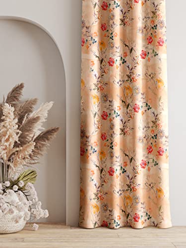 Image of Ultimate Trends 270 GSM Premium Room Darkening Curtains with Tie Back and Diamond Eyelets Set of 2 Panels (6 L x 4 W Feet, Beige)