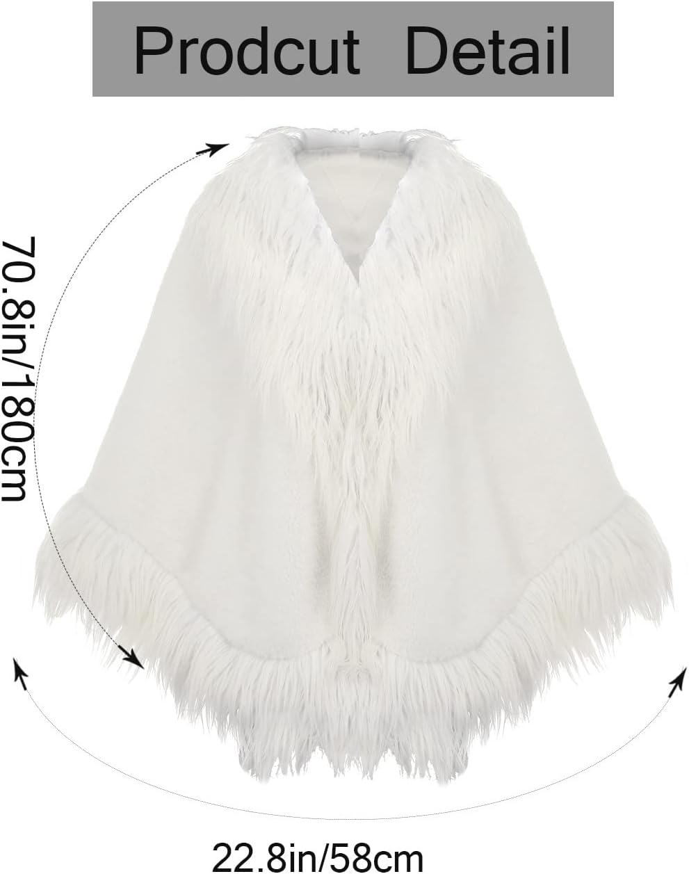 Aukmla Wedding Faux Fur Shawls and Wraps Bridal Fur Coat Winter Cape Stole with Rhinestones Brooch for Brides and Women - Image 3