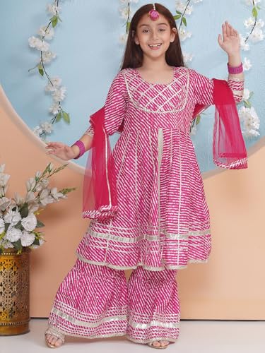 Image of Girls' Printed Kurta Sharara Set - Traditional Ethnic Wear For Festivals, Weddings & Special Occasions Clothing Set