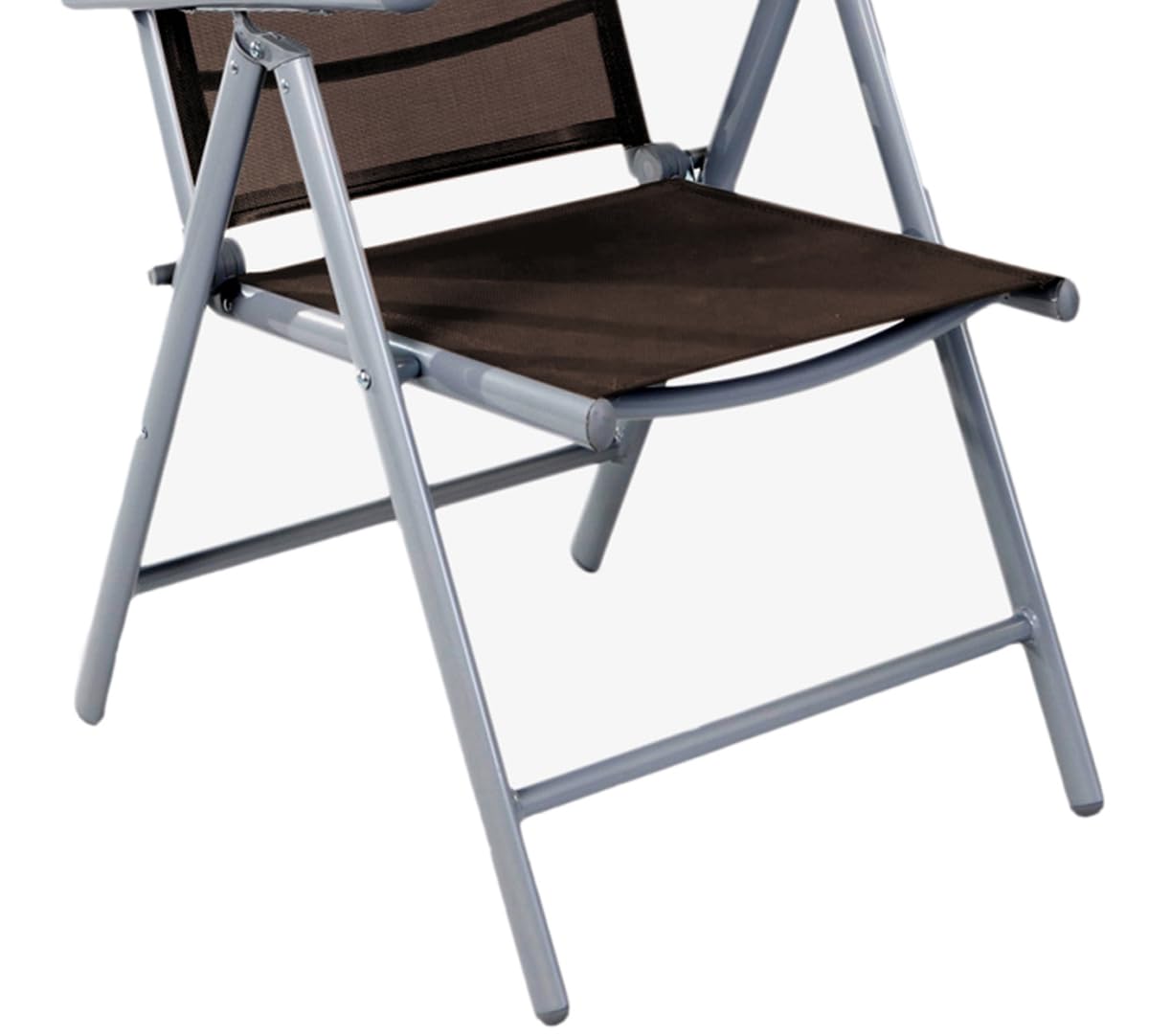 Mojawo Chaise de Jardin Pliante – Fauteuil à Dossier Haut en 7 Positions – Aluminium – Chaise Pliante – Résistant aux intempéries – Meubles de Jardin résistant aux intempéries – Argent/Chocolat