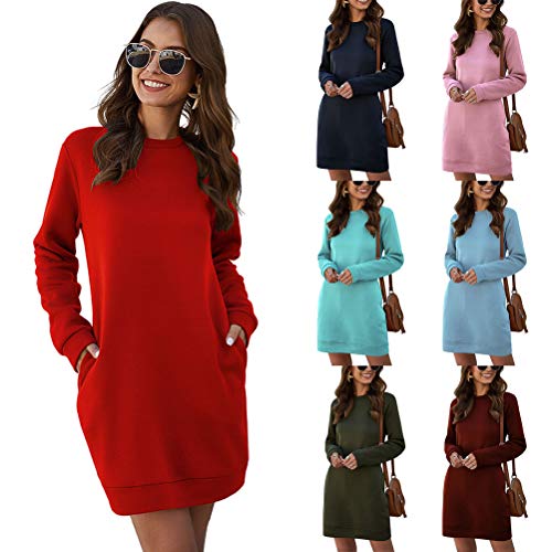 Onsoyours Donne Vestito in Maglia Rotondo collo