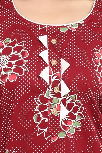 Image of Women's Cotton Free Size Nighty Maxi Dress - Sleeveless Long Floral Printed Night Gown | Soft Breathable Lounge Wear | Full Length Comfortable House Dress