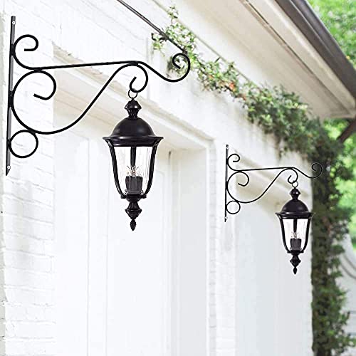 ZONADAH Pack of 2 Multi-function 25cm Metal Wall Mount Holder Hanger Hooks Curved Line Style for Plant Flower Basket Lights Birdcage Lanterns Wind Chimes Garden Balcony Indoor or Outdoor Black - Image 3