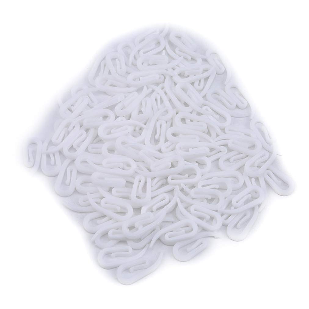 Sevenfly 100pcs White Plastic Curtain Hooks for Window Curtain, Door Curtain and Shower Curtain(100pcs)