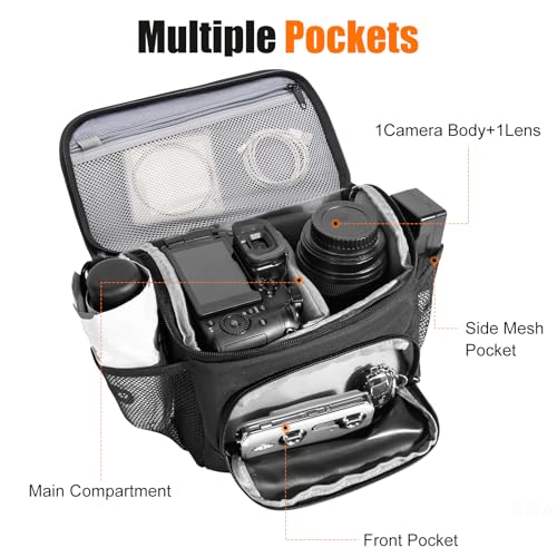 Cwatcun Small Camera Sling Bag Crossbody Camera Shoulder Case, Waterproof Travel Photography Camera Messenger Bag for Canon, Nikon, Sony, Fuji DSLR/SLR/Mirrorless Cameras, Lens and Accessories - Image 4