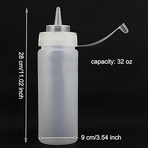 Miniatura 2 de EORTA Paquete de 3 botellas de plástico para condimentos con tapas de punta, botella grande de 32 onzas para salsa, ketchup mostaza, aceite de