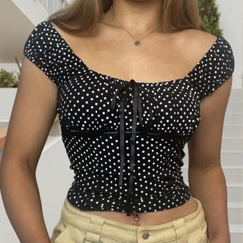 Image of Fairy Grunge Y2k Shirts Vintage Crop Tops Short Sleeve Girls Slim Fit Tees