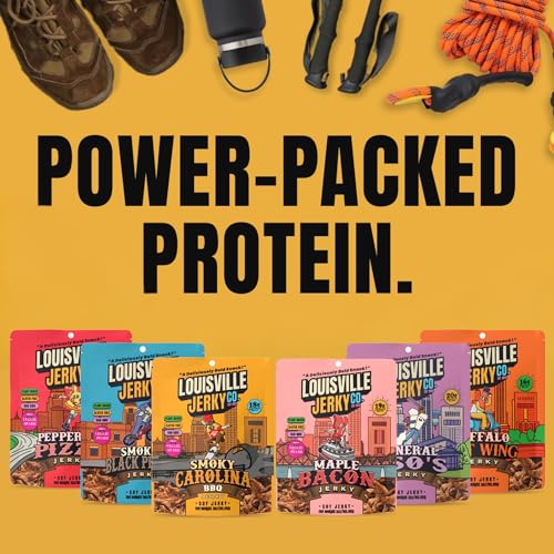 Image of Louisville Jerky Co. Smoked Black Pepper Vegan Jerky, 3 oz, 5-Pack | 5g Protein, Plant-Based Protein Snack, Vegetarian Jerky, Meatless, Savory, Ready-to-Eat, Vegan Beef Alternative, Travel Ready