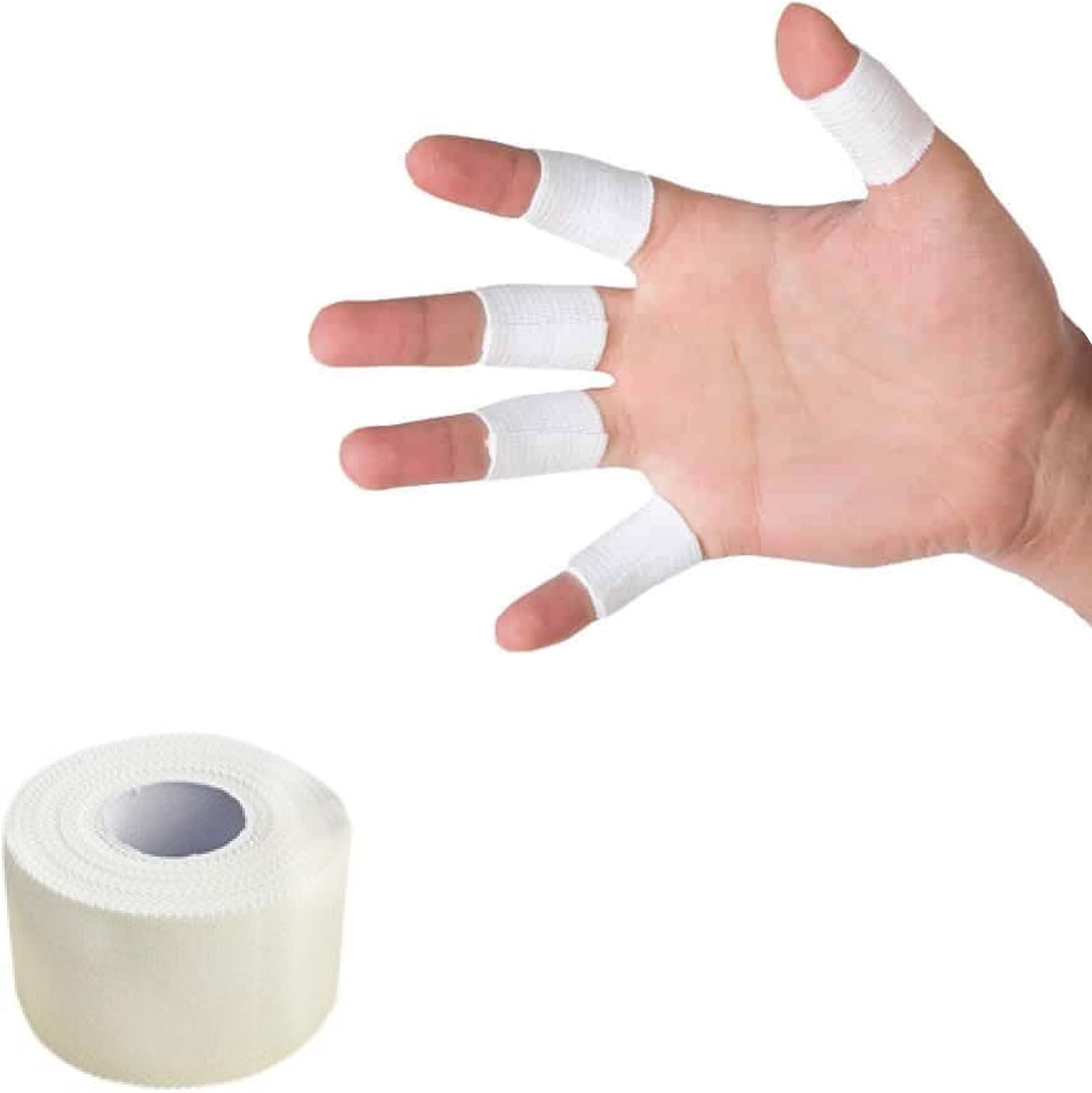 White Zinc Oxide Tape - Self Adherent Cohesive Tape, Healthcare Sports Strapping Tape Rolls - Long Strong Rigid Latex Free Athletic Tape for Boxing, Physio Injury.