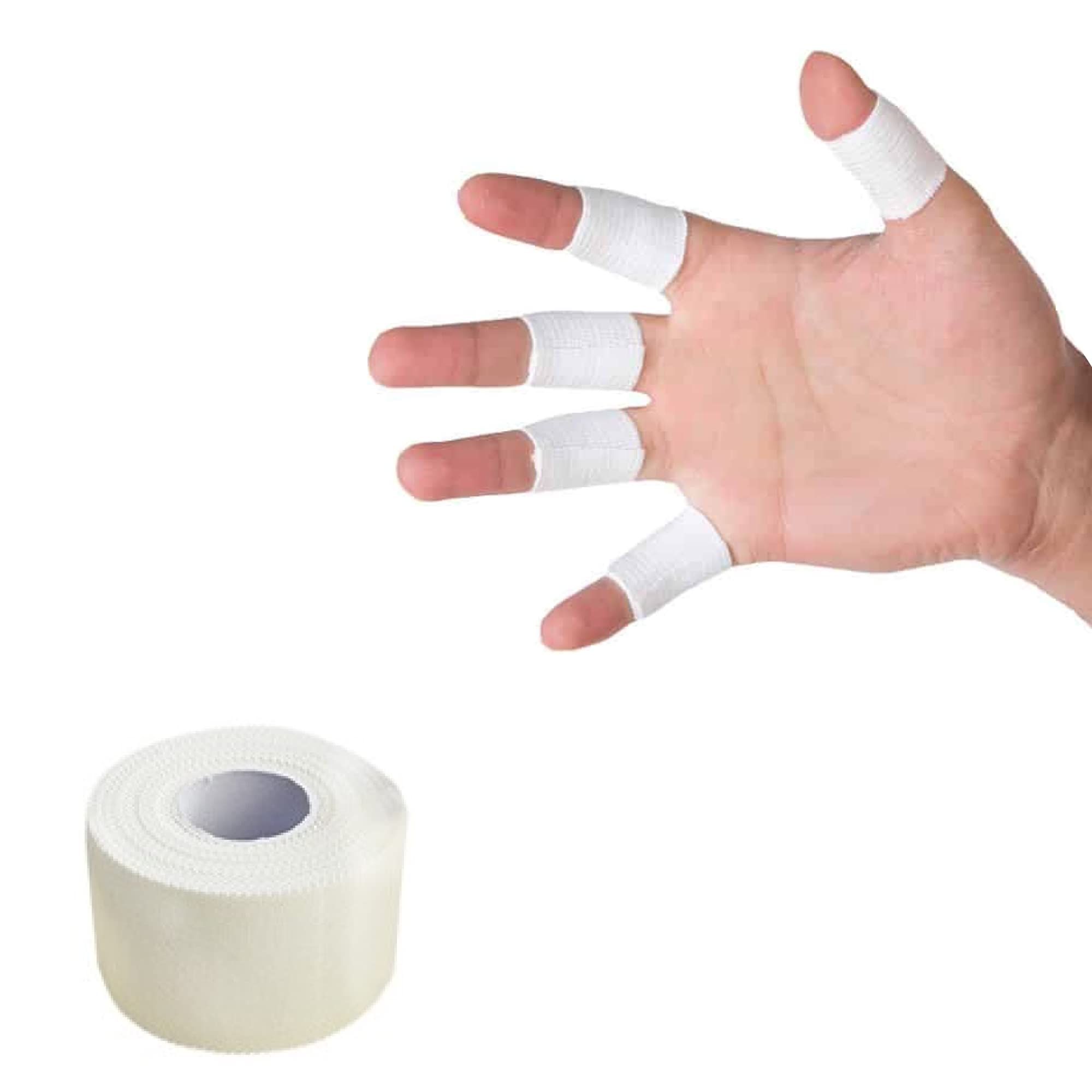 White Zinc Oxide Tape - Self Adherent Cohesive Tape, Healthcare Sports Strapping Tape Rolls - Long Strong Rigid Latex Free Athletic Tape for Boxing, Physio Injury.