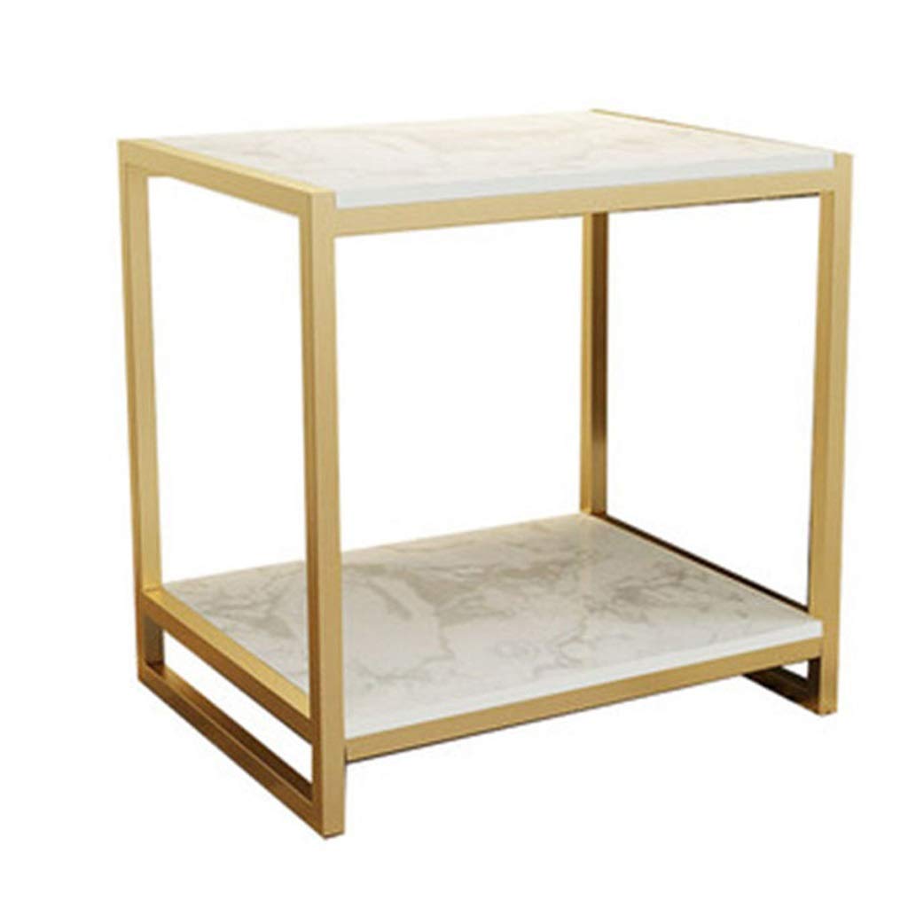Nordic Style Side Table End Table,Nightstand with Metal Leg,Contemporary Bedroom Furniture,with 2 Open Compartment