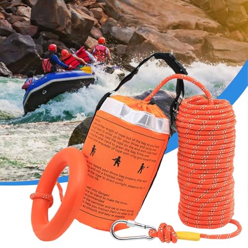 Wasserrettungsausrüstung,15m Robustes Reflektierendes Wurfseil - Hochsichtbare Wurffähige Schwimmhilfe Für Outdoor Abenteuer, Wassersport Und Kajaktouren