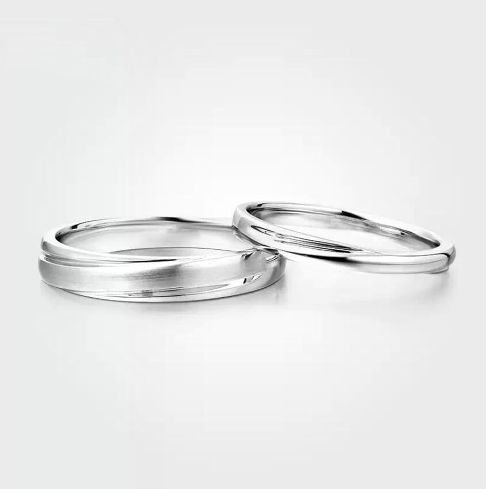 Anillo para mujer, delicado anillo para mujer, patrón de ondas, oro blanco/platino joyas para mujer