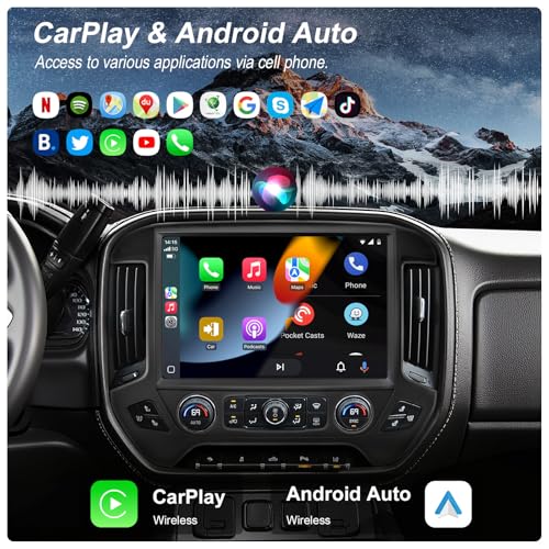 13.1" QLED Car Radio Stereo Upgrade for Chevy Silverado & GMC Sierra 2014-2018, 8-core Head Unit 4GB+64GB with CarPlay/Android Auto,2K Touch Screen and 1080P Backup Camera