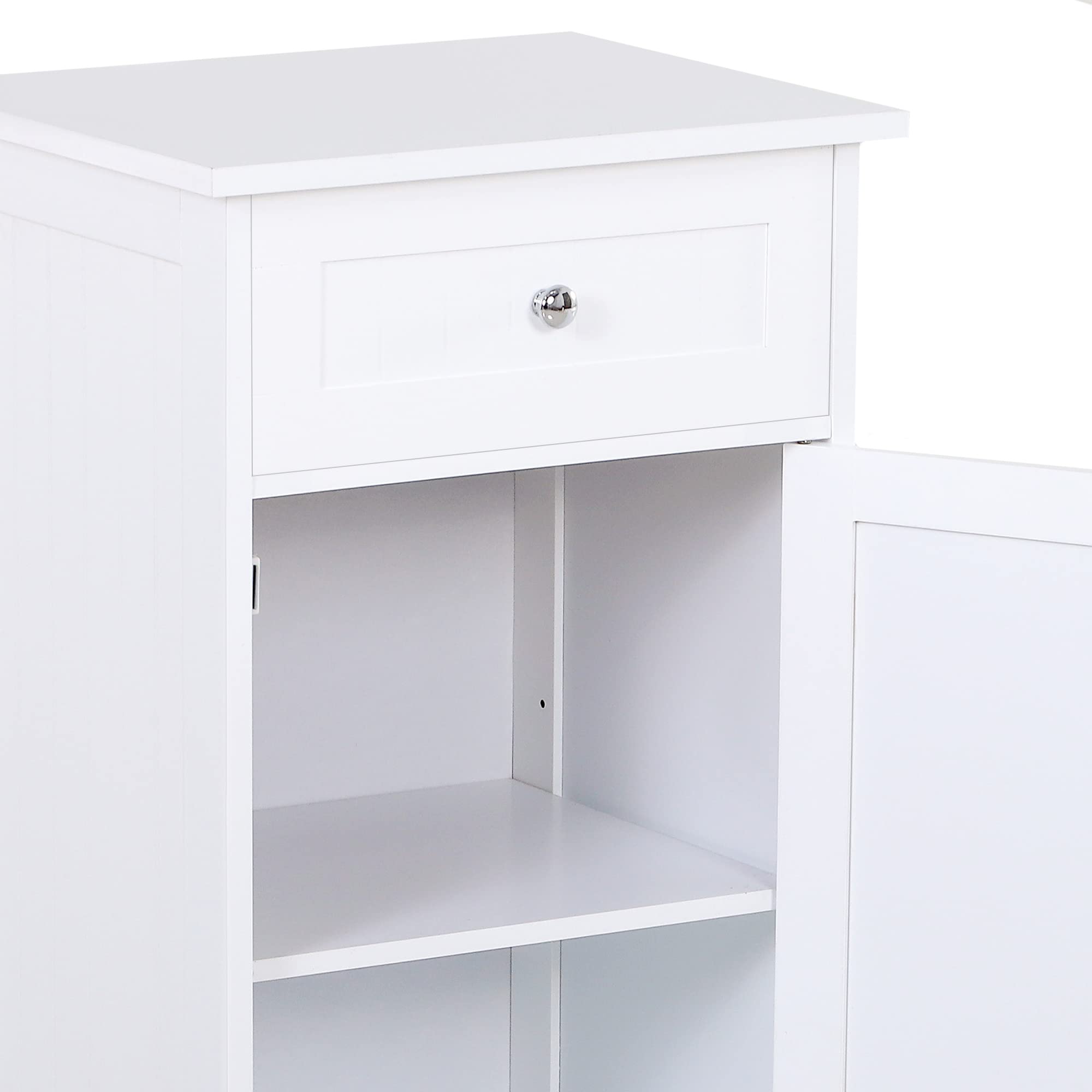 kleankin Mobiletto Armadietto 2 Cassetti, Mobile Bagno Design Anti-Ribaltamento da Bagno in MDF, 43x34x77 cm, Bianco