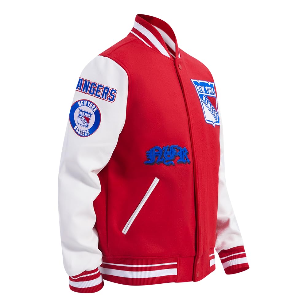 Pro Standard MENS NHL NEW YORK RANGERS OLD ENGLISH VARSITY JACKET RED/WHITE M