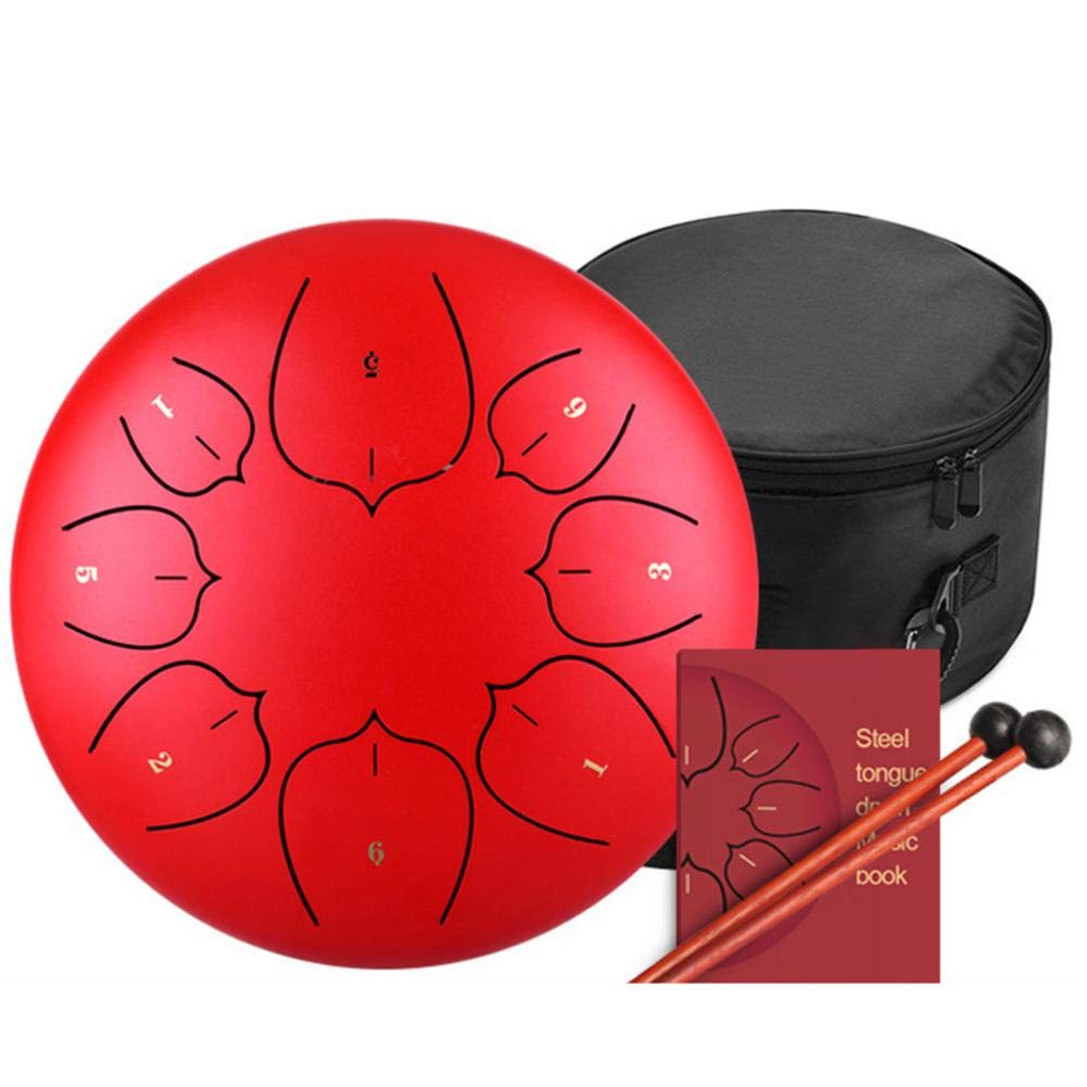 cedarfinySteel Tongue Drum 6-8 Inches Beautifully Finished and Peaceful Sound Drum with Padded Drum Bag and A Pair of Mallets