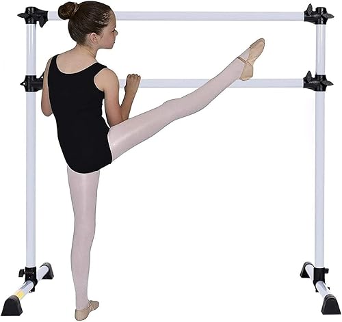 Miniatura 5 de Equipo de ballet portátil de 4 pies para niños y adultos, altura ajustable, doble barra de ballet, esterilla de entrenamiento para el hogar