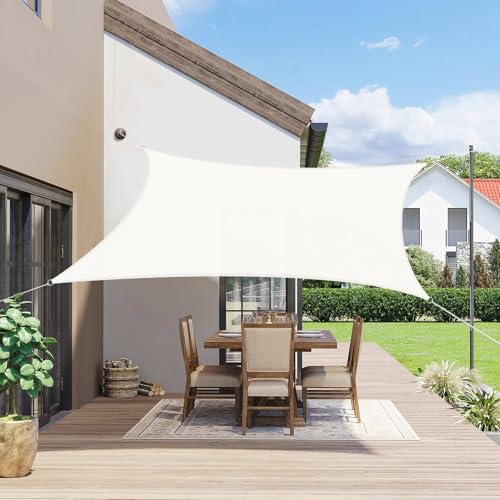 SUNNY GUARD Sonnensegel Rechteckig 2x3m Wasserdicht Sonnenschutz Wetterschutz Segel Baldachin UV Schutz für Balkon Terrasse Garten, Creme