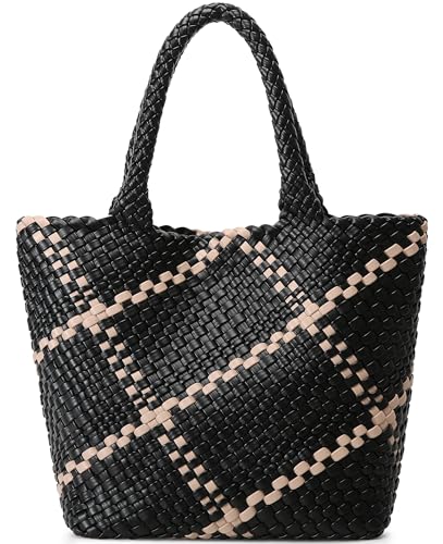 Queenoris Bolso Tote tejido para mujer de cuero vegano miniatura 1