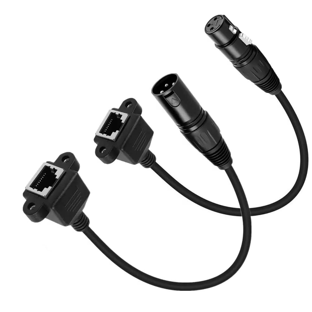 Hanprmeee 2Pack 3 Pin XLR to RJ45 Adapter,RJ45 to XLR Female DMX Cable for DMX-CON Controller Series