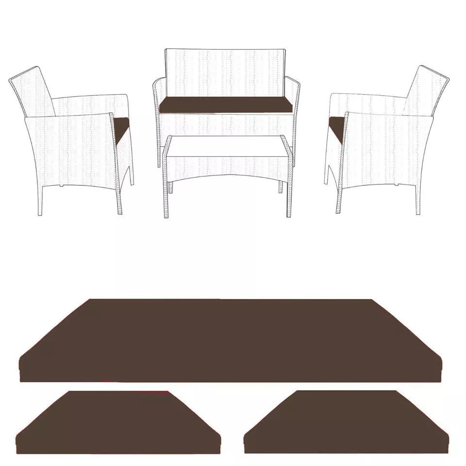 3-Piece Outdoor Rattan Furniture Cushion Set – Water-Resistant Replacement Padding for Garden Chairs & Sofa – Durable, Lightweight Patio Seat Cushions for Lounge & Conservatory (Chocolate)